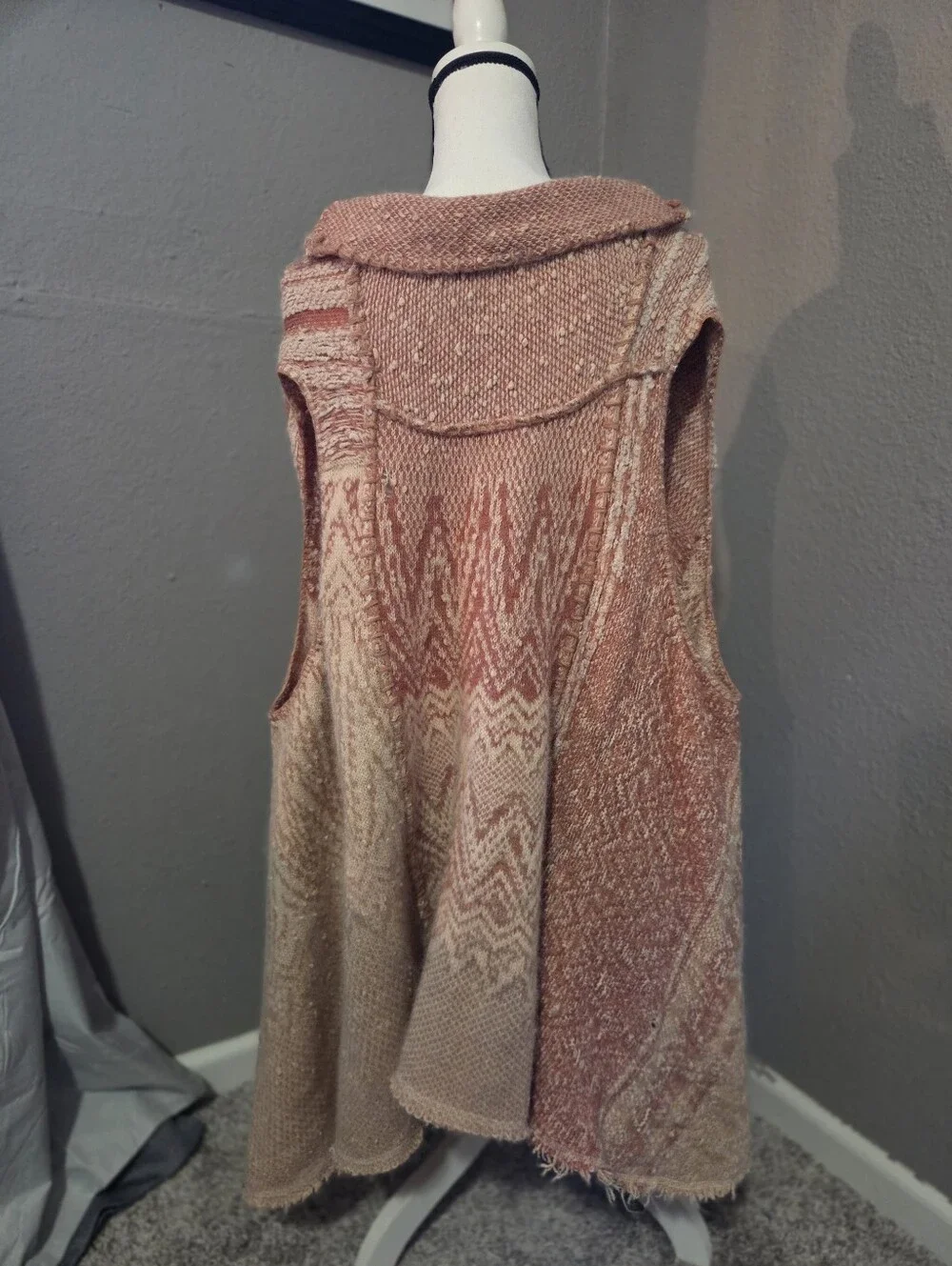 Free People Pink Boho Hooded Sweater Vest Cardigan | XS/S